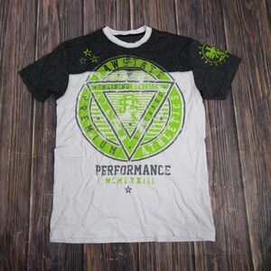 Raw State Shirt Mens Medium Black White Green Graphic Performance Athletic Tee